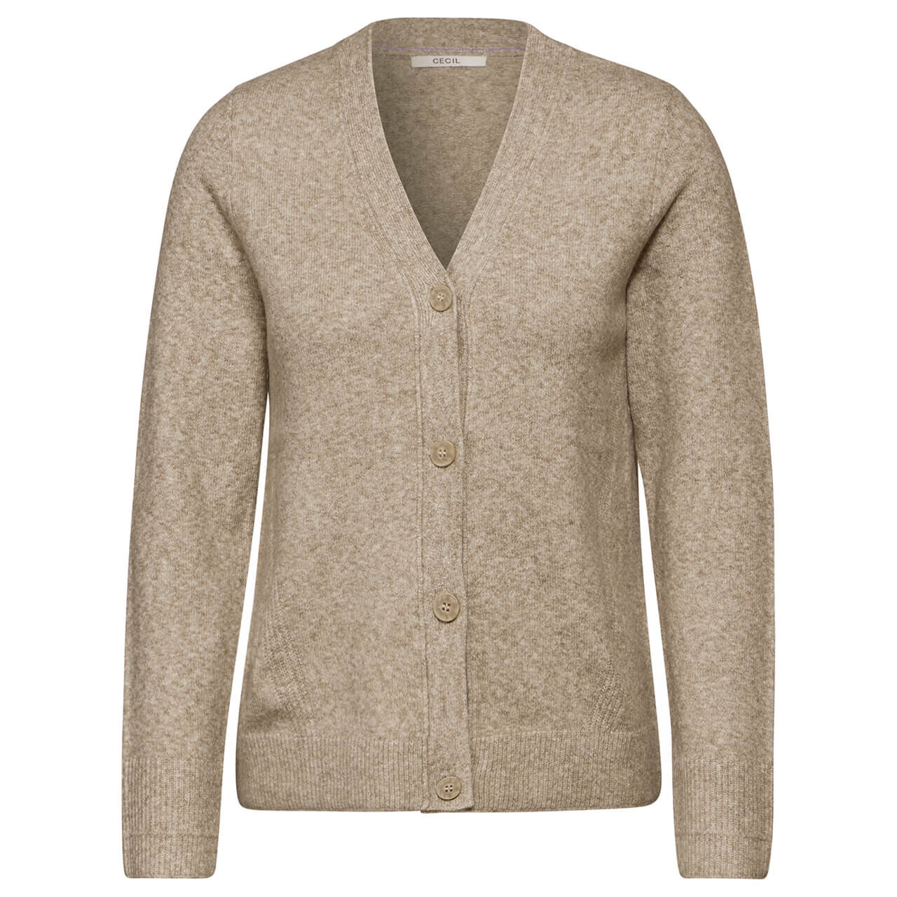 Cecil Damen Strickjacke Cosy Buttoned Cardigan milky caramel melange