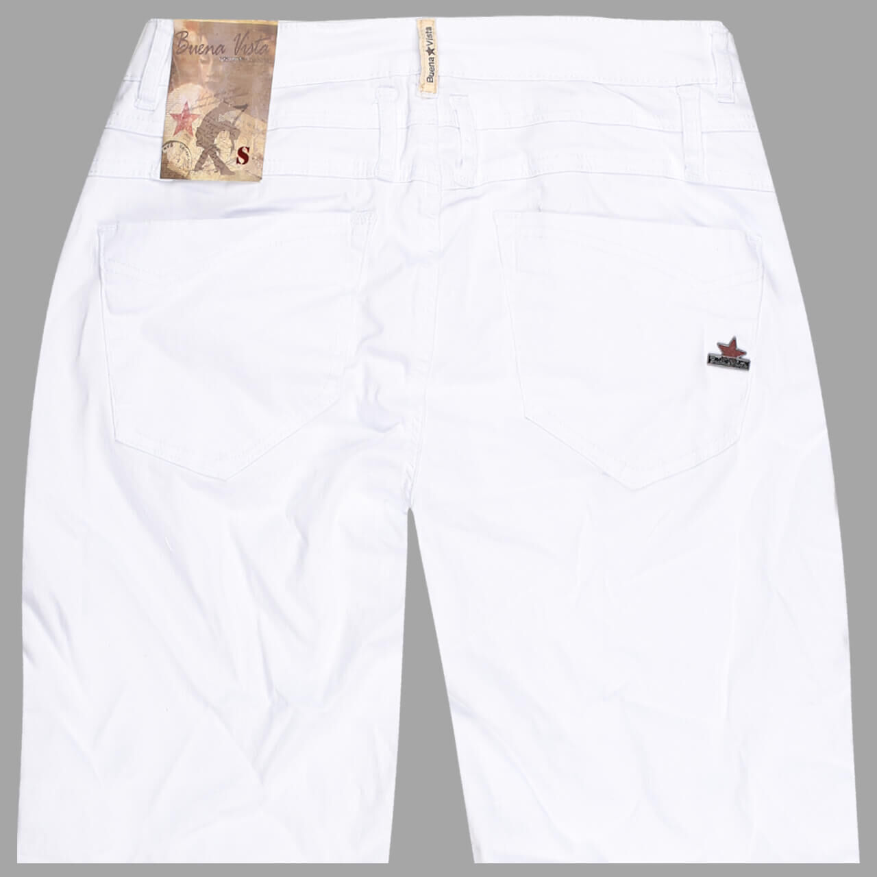 buena-vista-jeans-florida-short-stretch-twill-weiss-032-hinten Buena Vista Florida-Short Stretch Twill Baumwollhose für Damen in Weiß, FarbNr.: 032