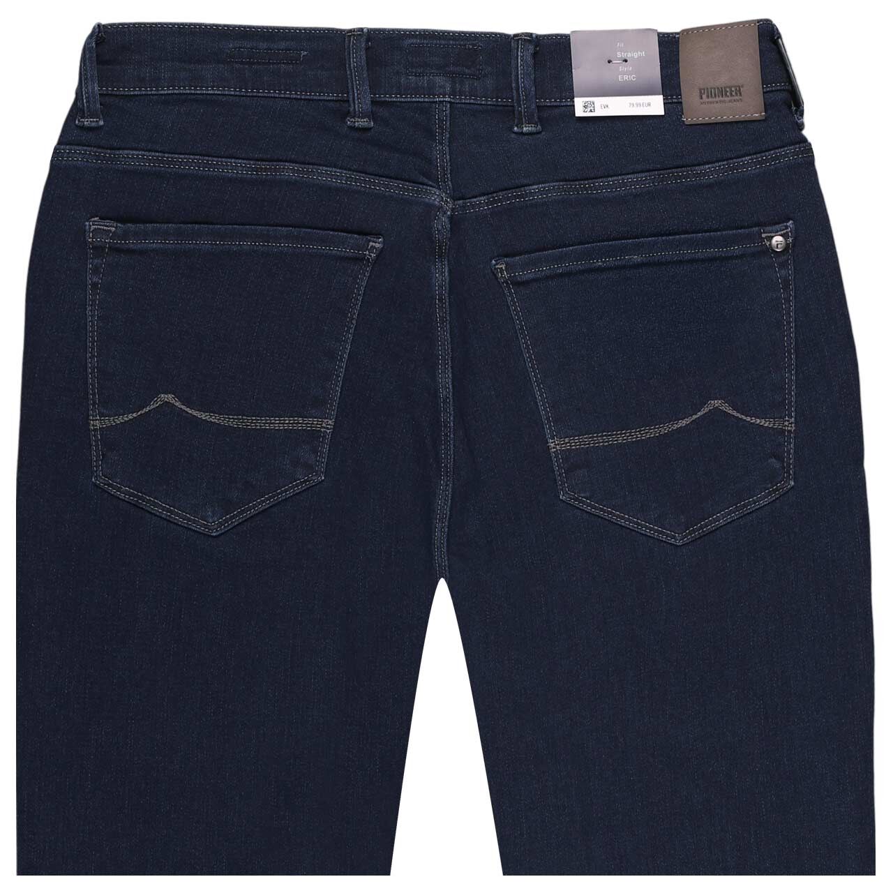 Stretch Herrenjeans Eric Megaflex in Dunkelblau angewaschen von Pioneer, detaillierte Rückansicht