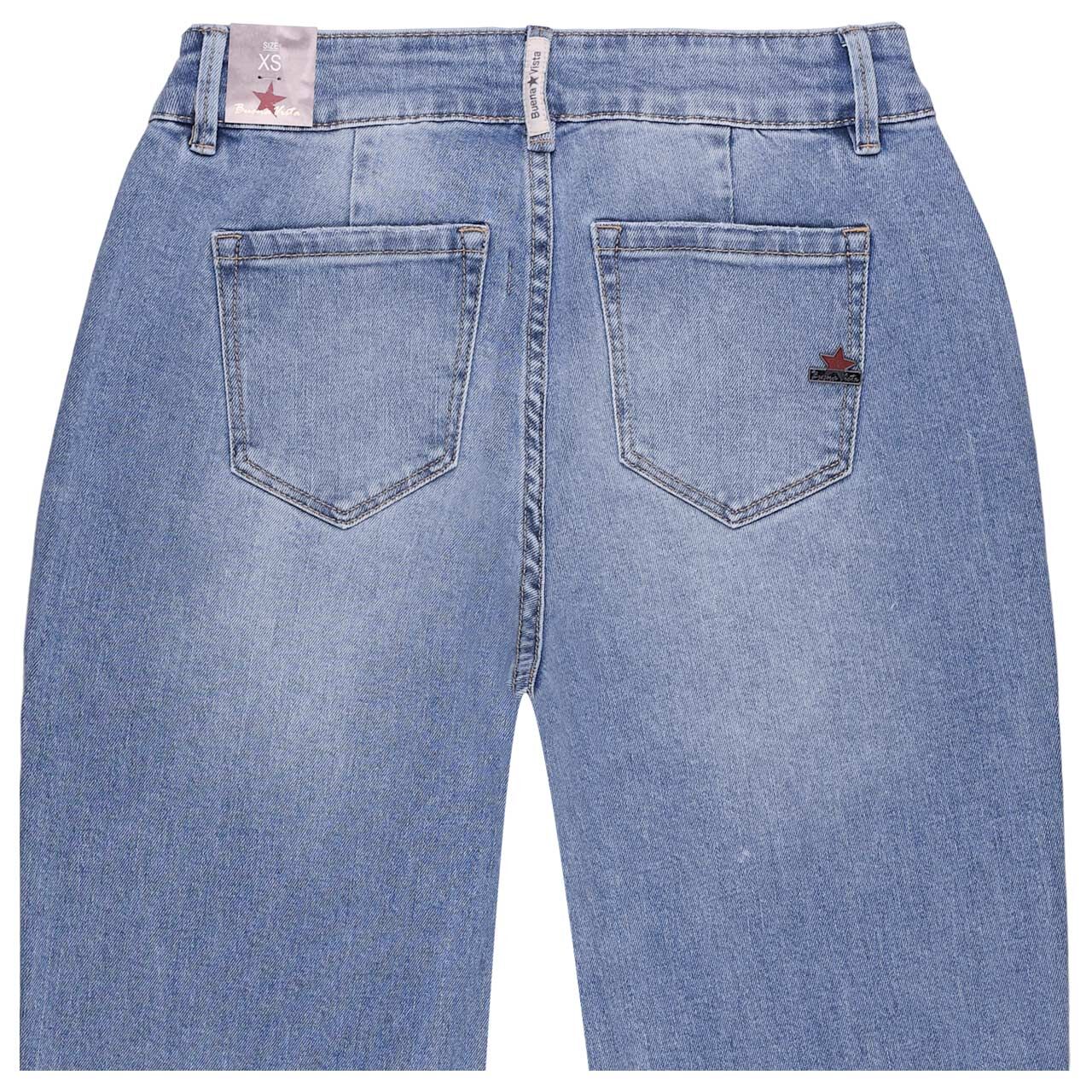 Damenjeans Stella-Zip Straight 7/8 Stretch Denim von Buena Vista in Blau verwaschen mit der Farbnummer 9628, Rückansicht