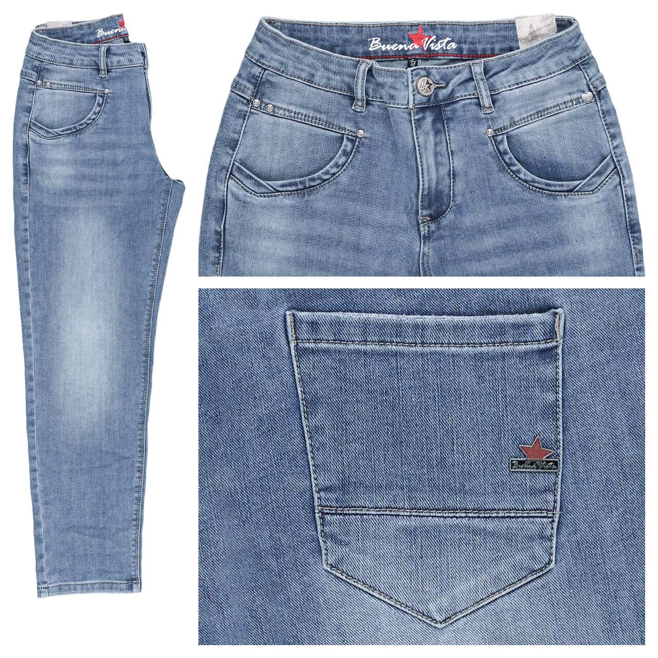 Buena Vista Anna C 7/8 Straight Stretch Denim Jeans mid stone blue