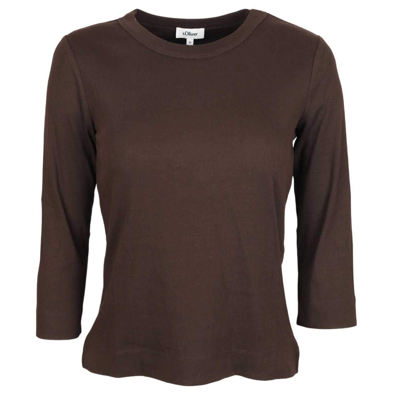 s.Oliver Damen 3/4 Arm Shirt bitter chocolate ribbed