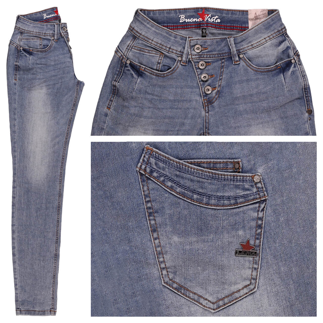 Buena Vista Malibu Stretch Denim Jeans light stone