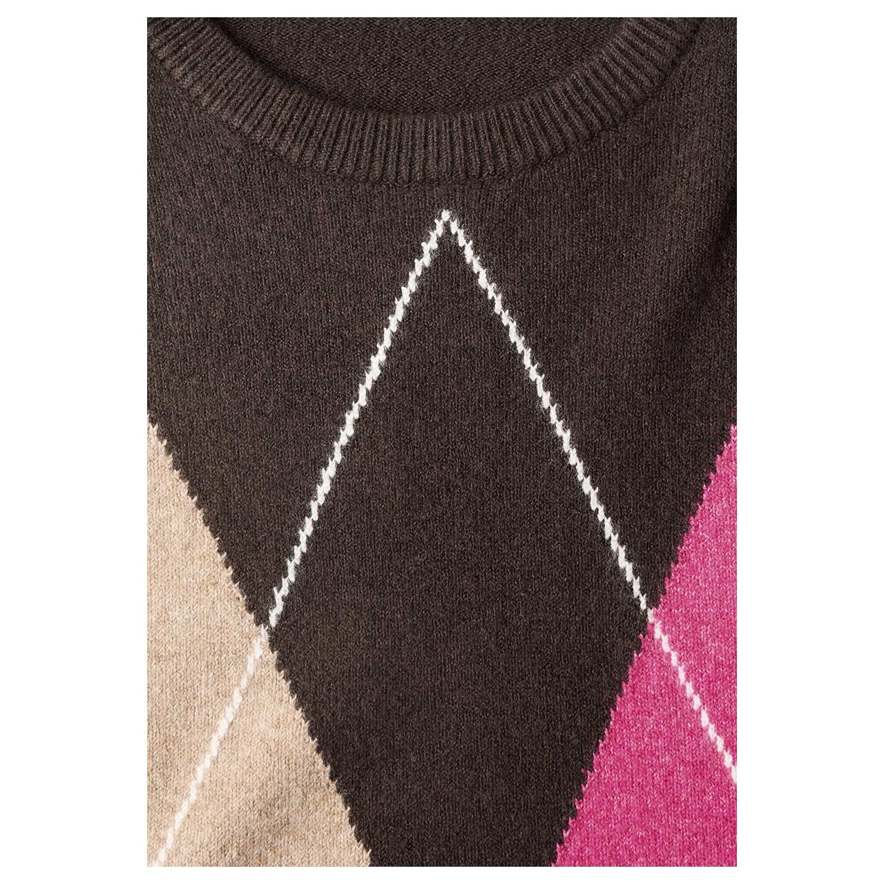 Cecil Damen Pullover Big Argyle Cosy Round Neck Sweater truffle brown