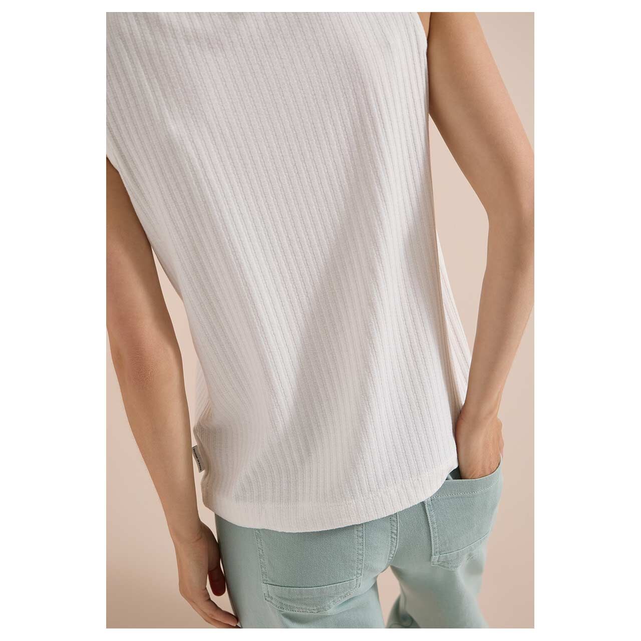 Cecil Damen Top Rib Structure vanilla white