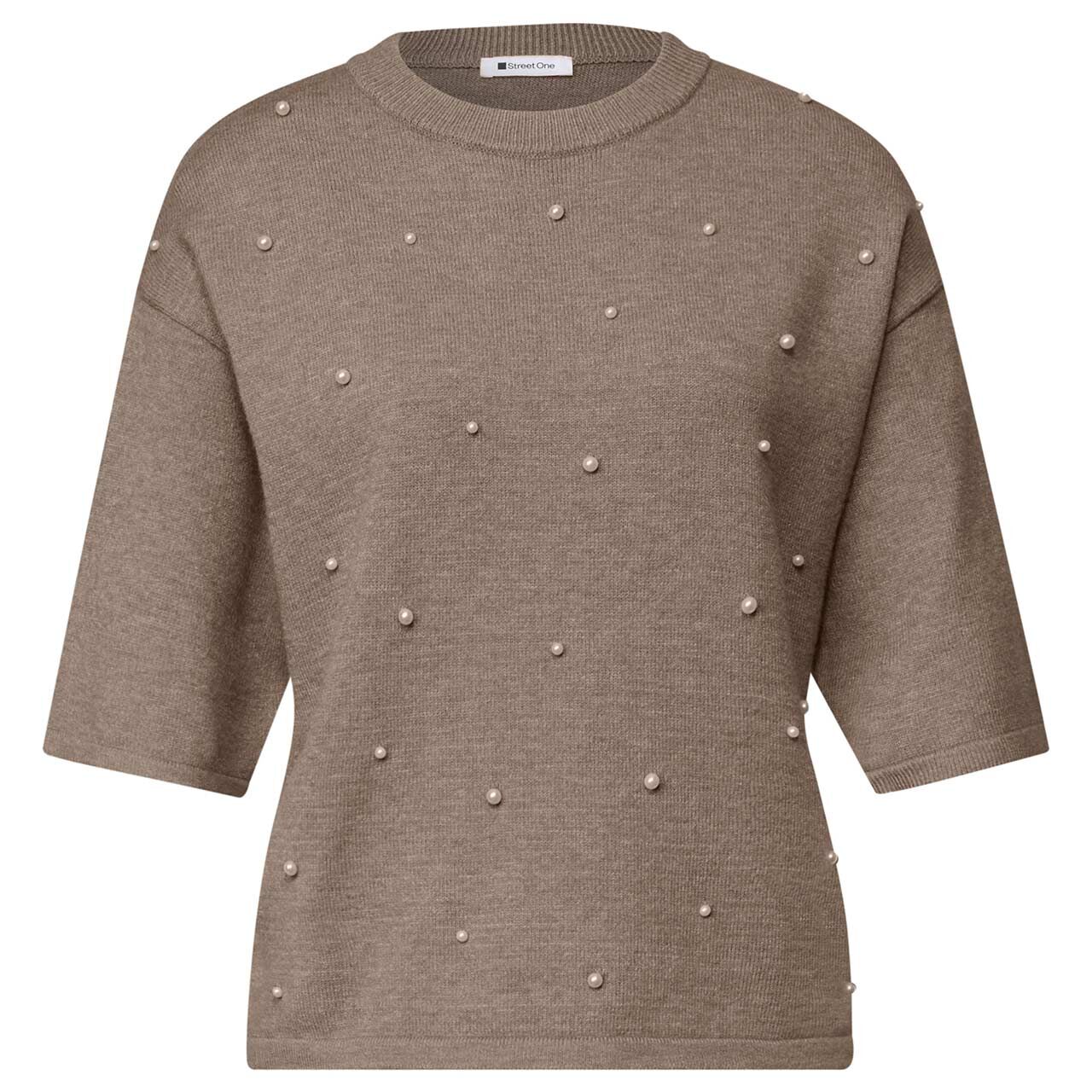 Street One Damen 3/4 Arm Pullover Beading Sweater sanded amber melange
