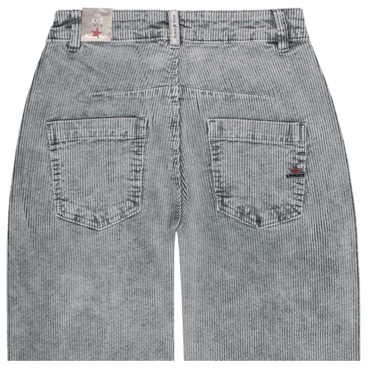 Damen Cordhose Barrel 7/8 Corduroy von Buena Vista in Grau angewaschen, detaillierte Rückansicht