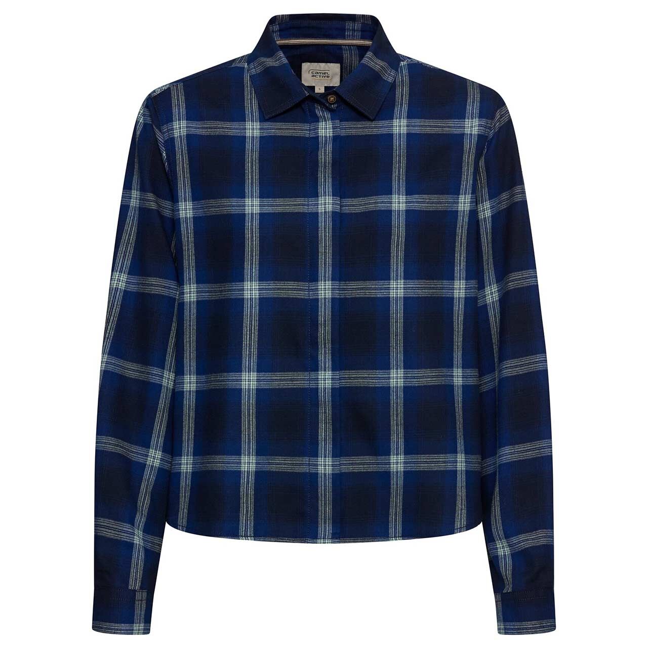 Camel active Damen Langarm Bluse indigo check