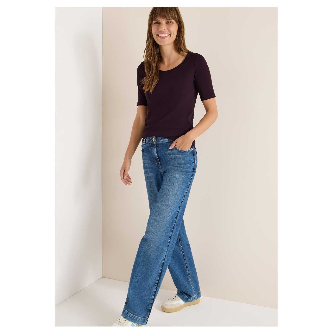 Damen T-Shirt Lena von Cecil in Lila, Ganzkörperansicht