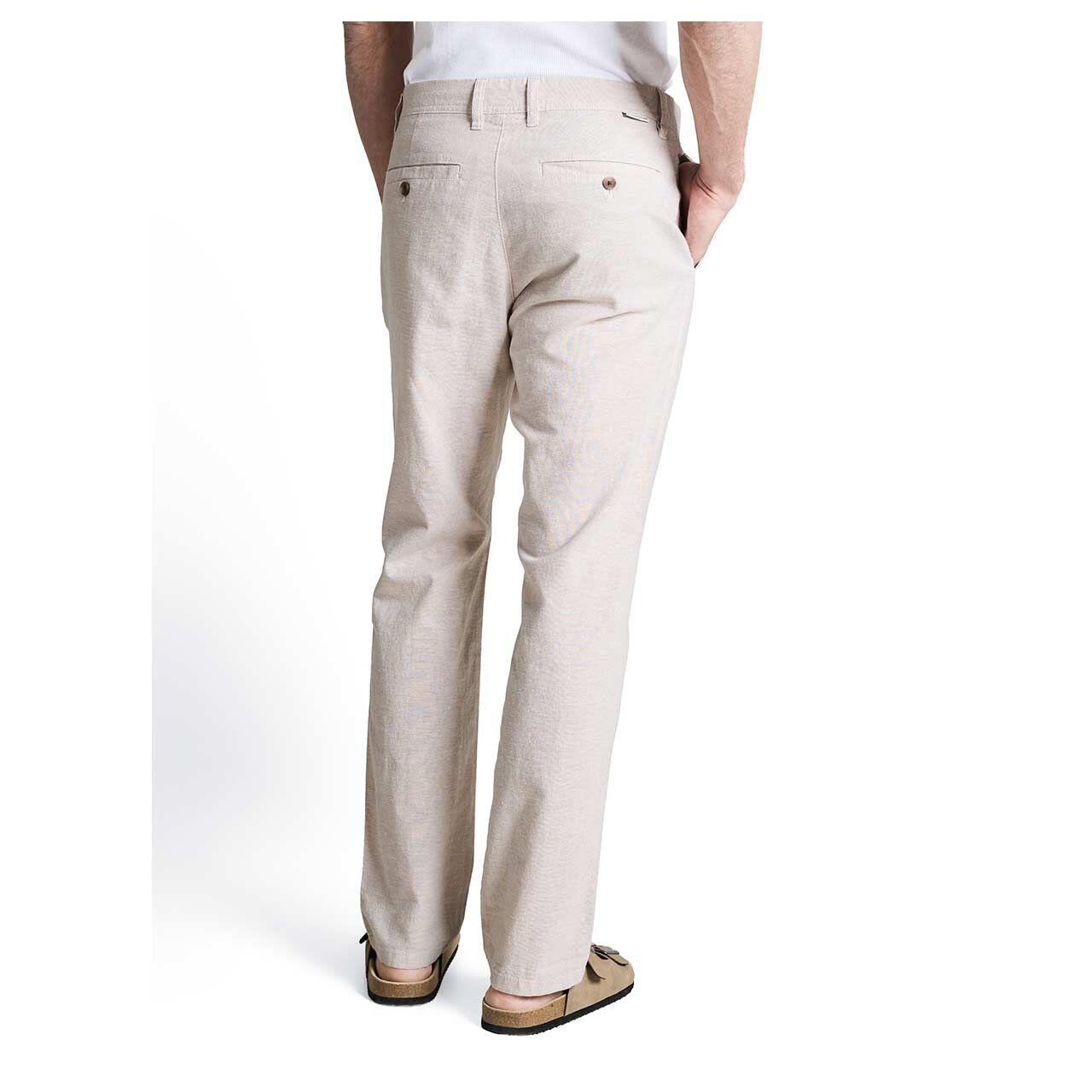 Leinen Chinohose von Tom Tailor in Beige meliert, Rückansicht am Model