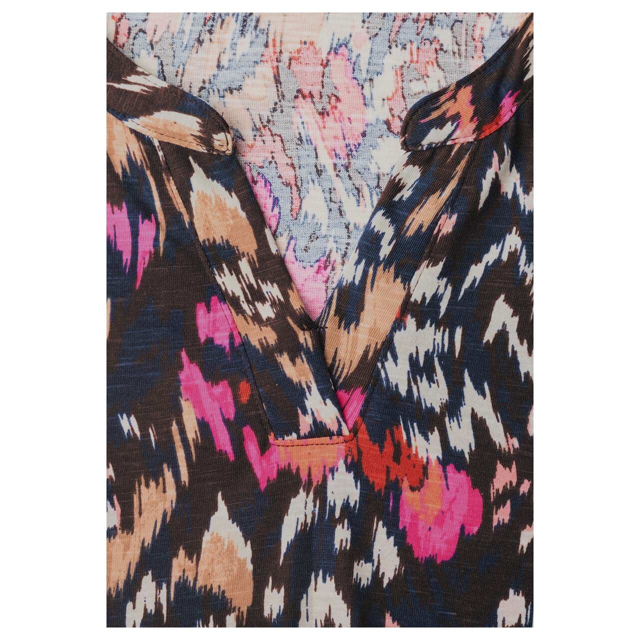 Cecil Damen Langarm Shirt Split Neck Tunic truffle brown printed