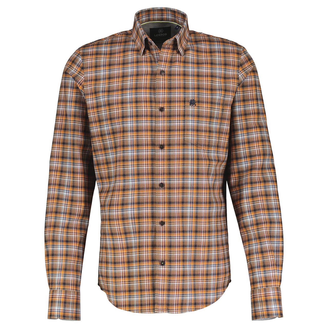Lerros Herren Langarm Hemd bold camel check