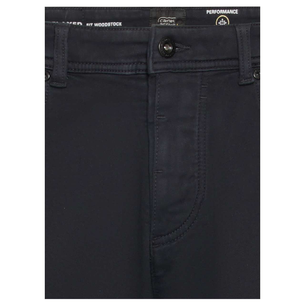Stretch Herren Baumwollhose Woodstock fleXXX von Camel active in Dunkelblau, detaillierte Ansicht vorne
