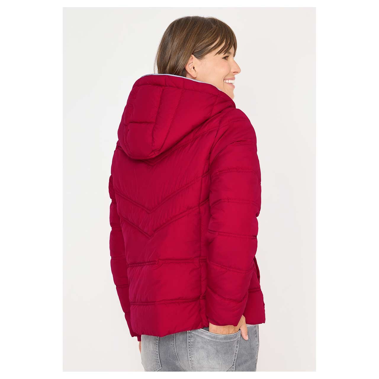 Damen Jacke Sportive Padded Jacket von Cecil in Magenta, Rückansicht am Model