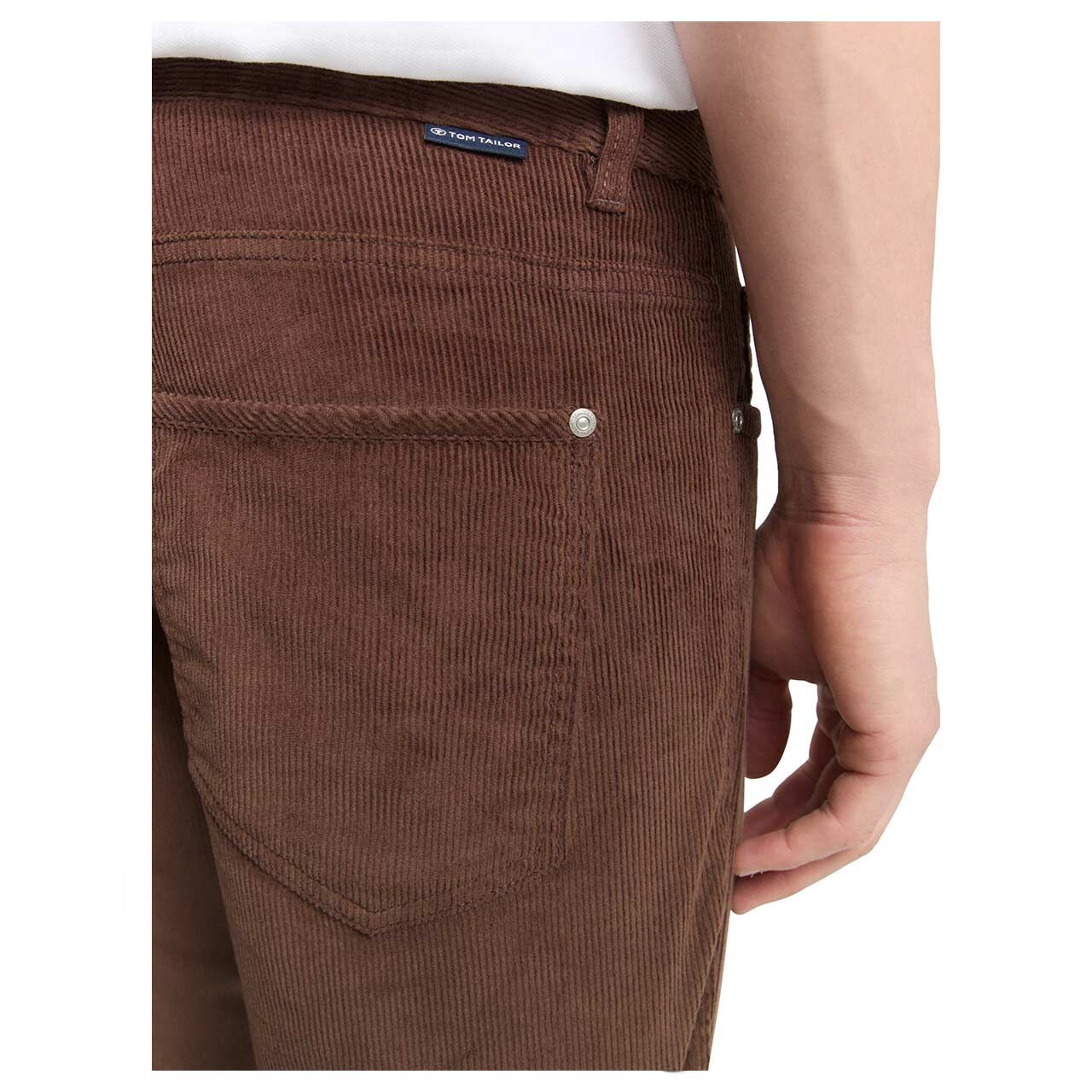 Herren Cordhose Marvin von Tom Tailor in Dunkelbraun, detaillierte Rückansicht