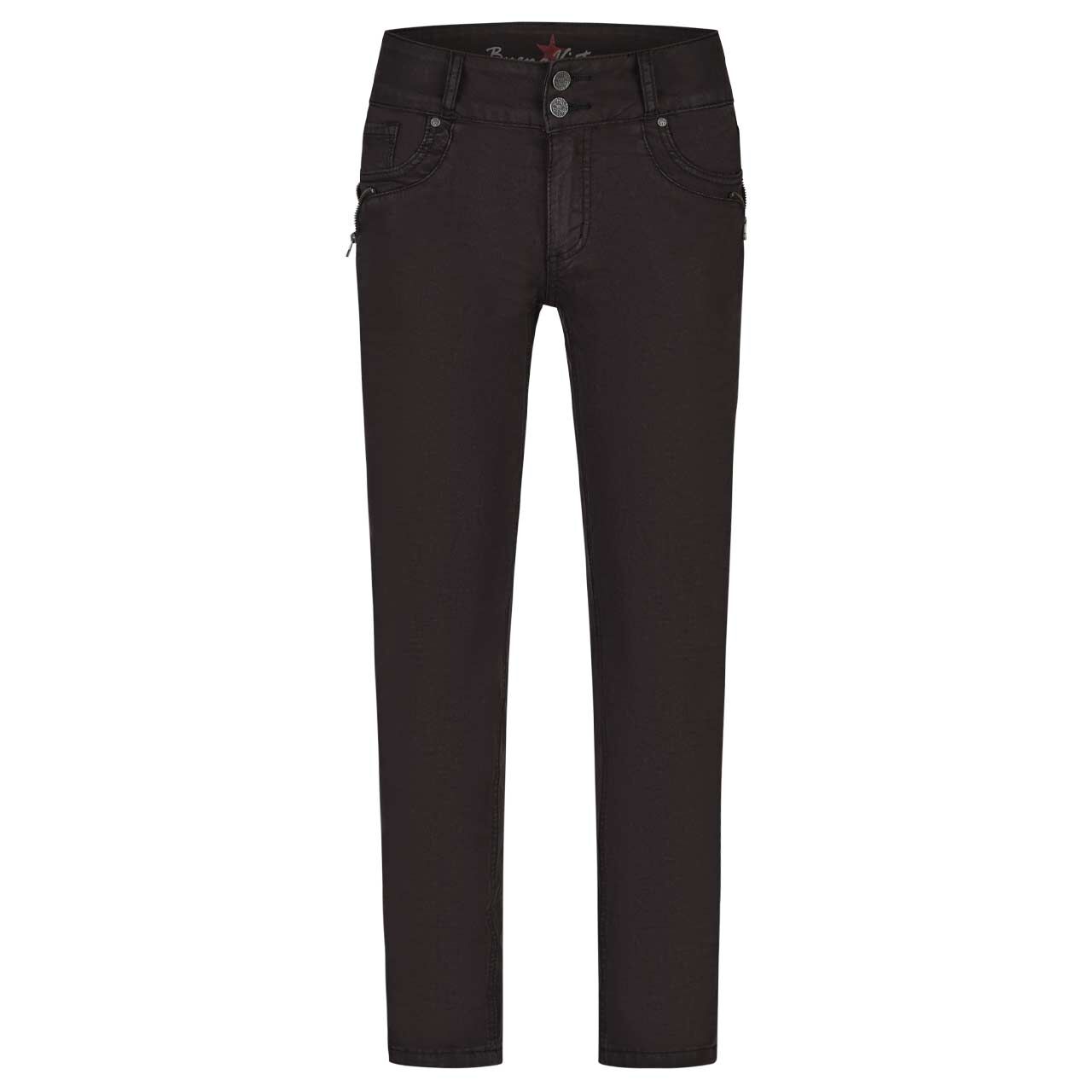 Damen Ankle Baumwollhose Tummyless Cropped Stretch Twill von Buena Vista in Schwarz, Vorderansicht