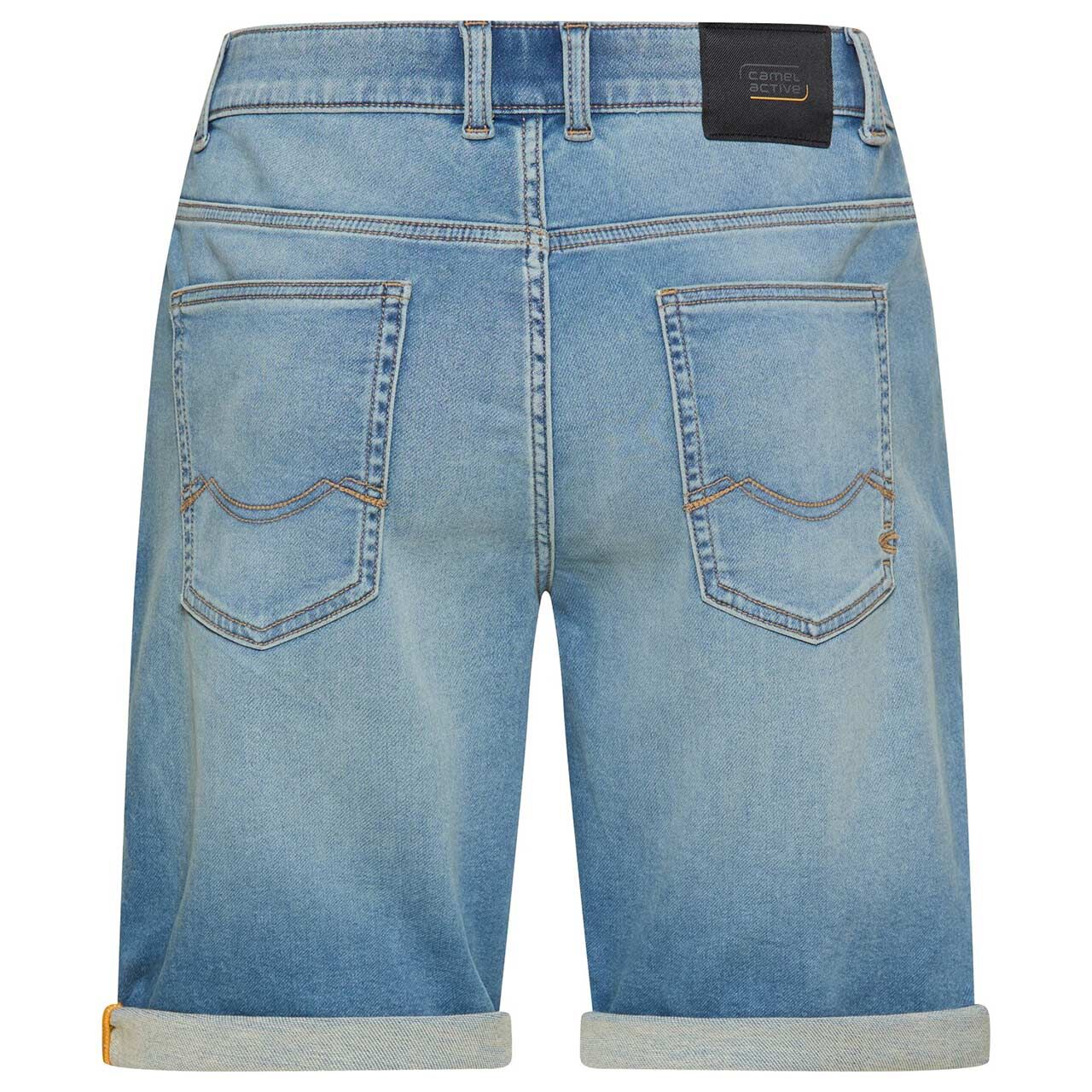 Stretch Herren Jeans Bermuda Houston fleXXX von Camel active in Hellblau angewaschen, weitere Rückansicht