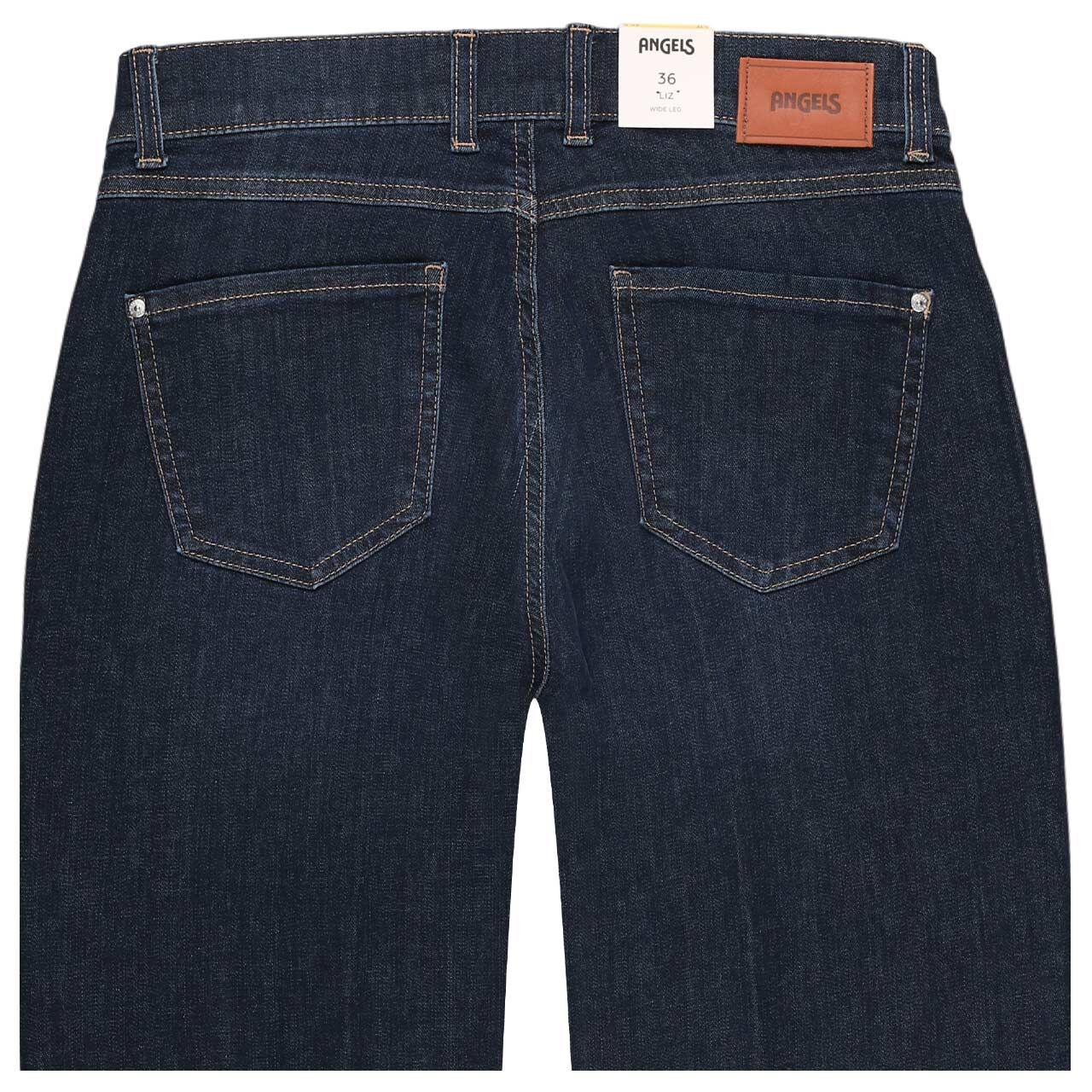 Stretch Damenjeans Liz Smart Buckle von Angels in Dunkelblau angewaschen, detaillierte Rückansicht