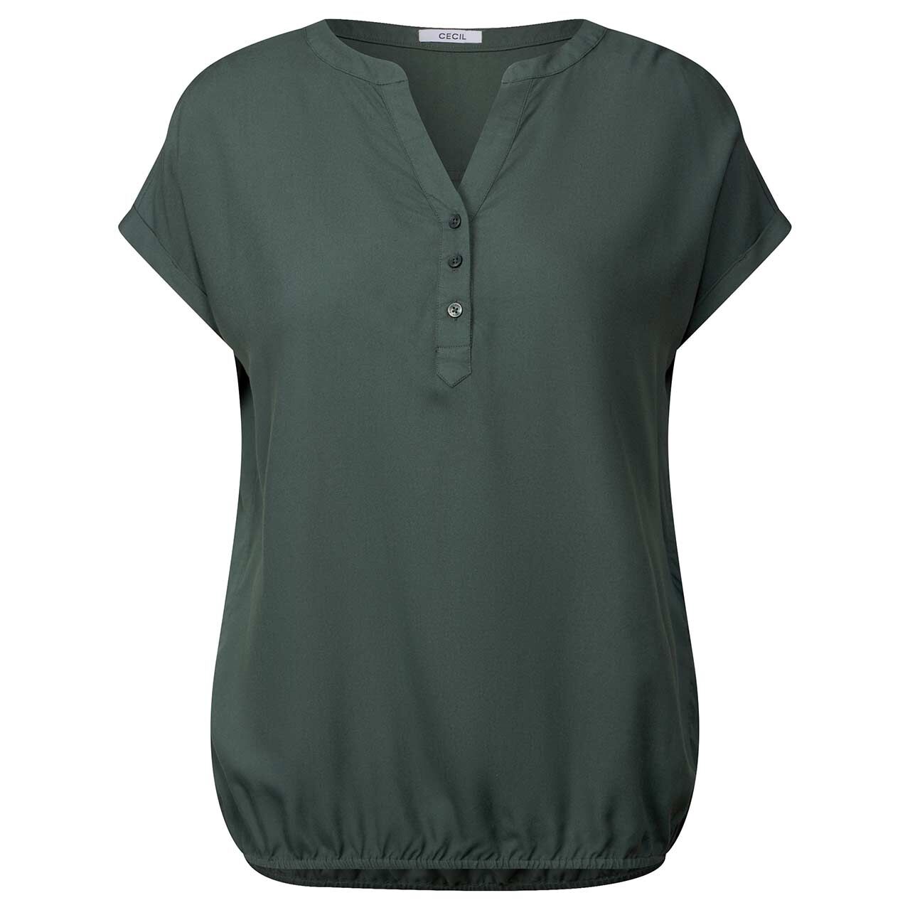 Cecil Damen Kurzarm Bluse Solid dark balmy khaki