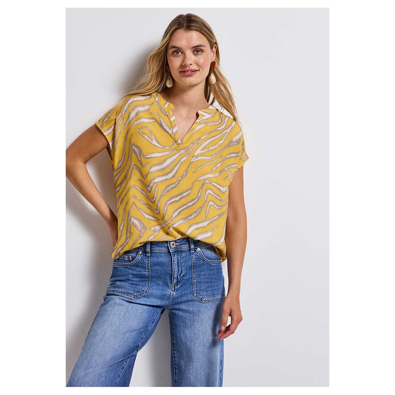 Street One Kurzarm Bluse Splitneck Gelb kaufen 36901