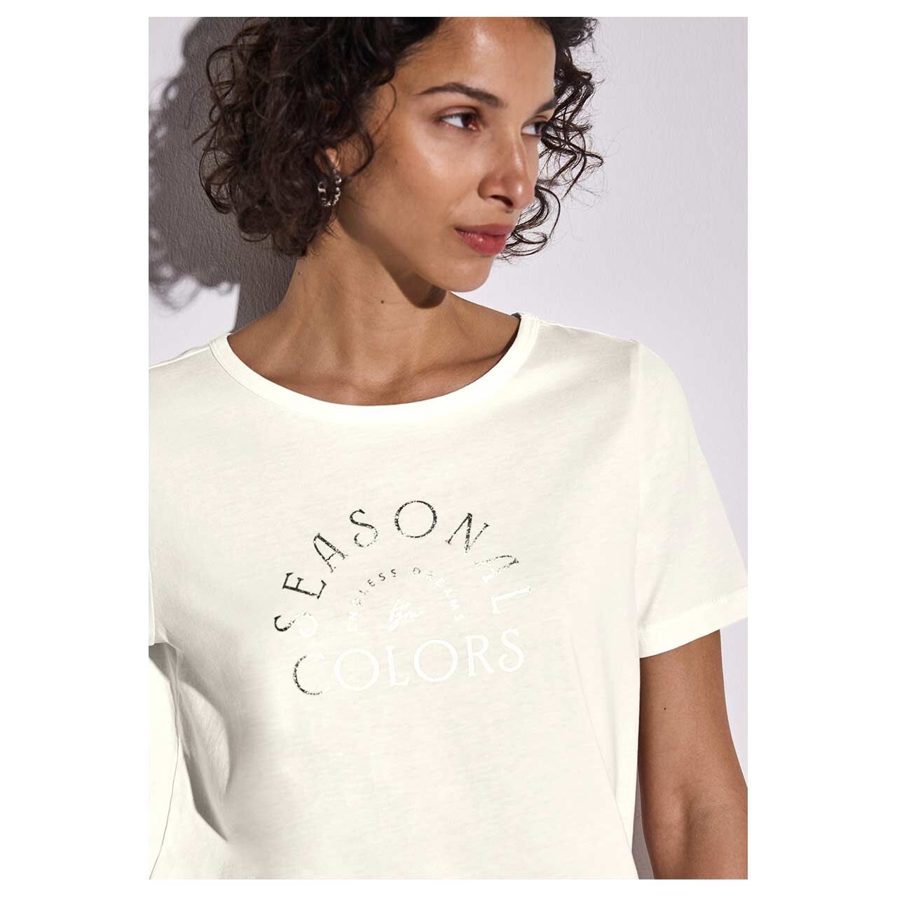 Street One Damen T-Shirt Basic Partprint off white