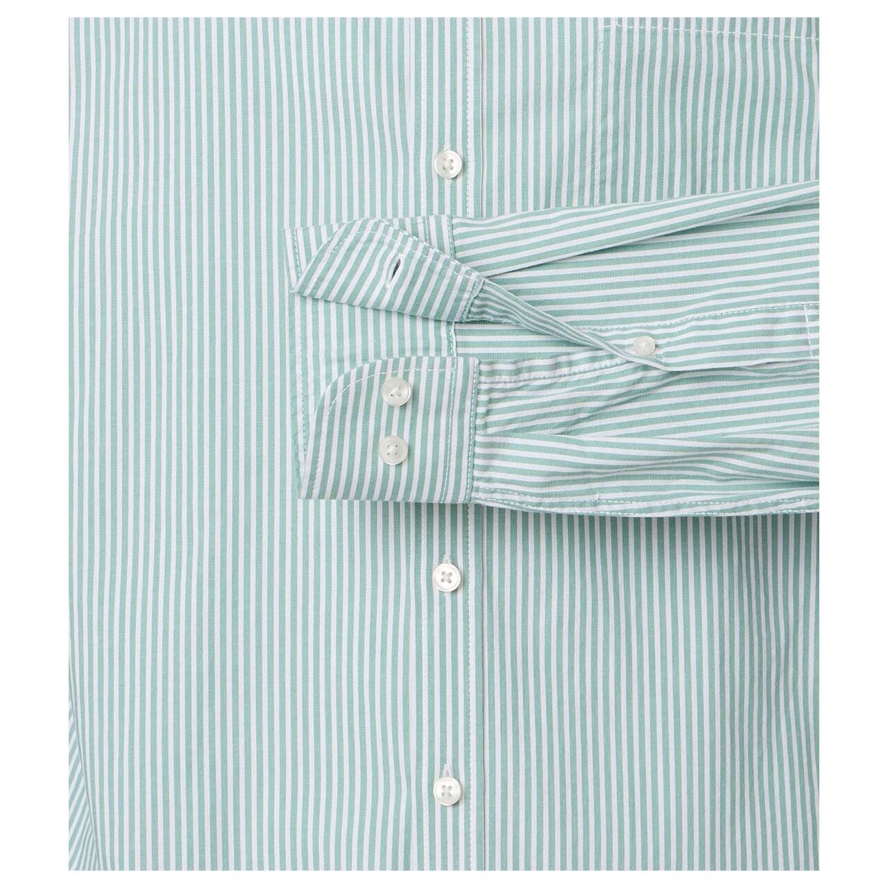 Herren Langarm Hemd von Casa Moda in Grün gestreift, Detailansicht Ärmel