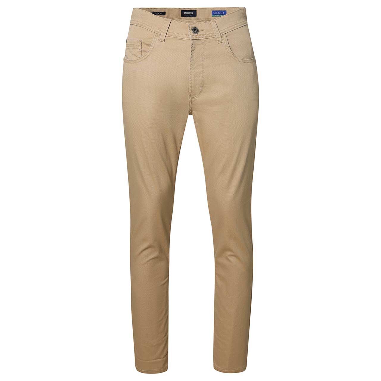 Stretch Herren Baumwollhose Rando Megaflex in Hellbraun von Pioneer, Vorderansicht