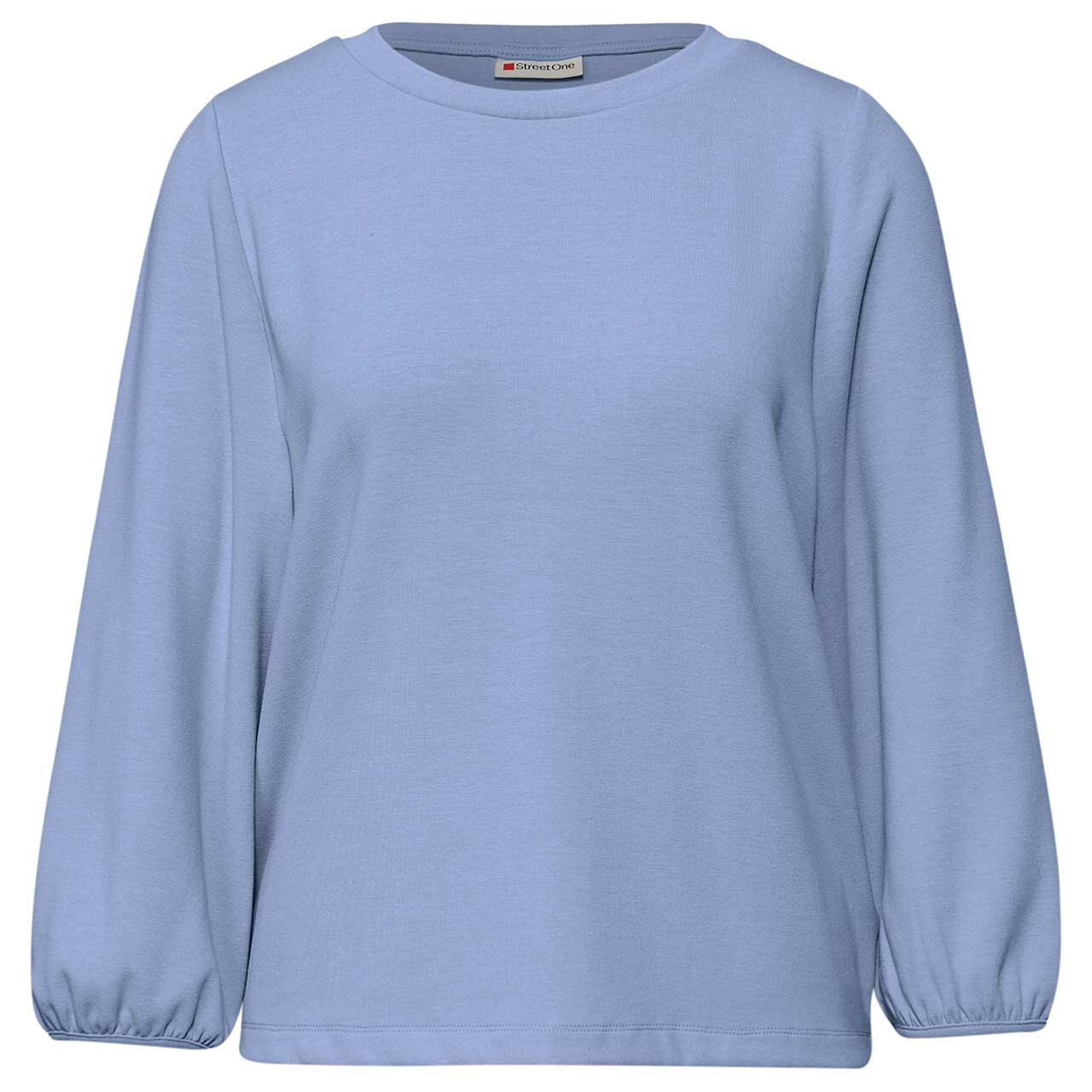 Street One Damen 3/4 Arm Shirt Uni Jacquard frosted blue