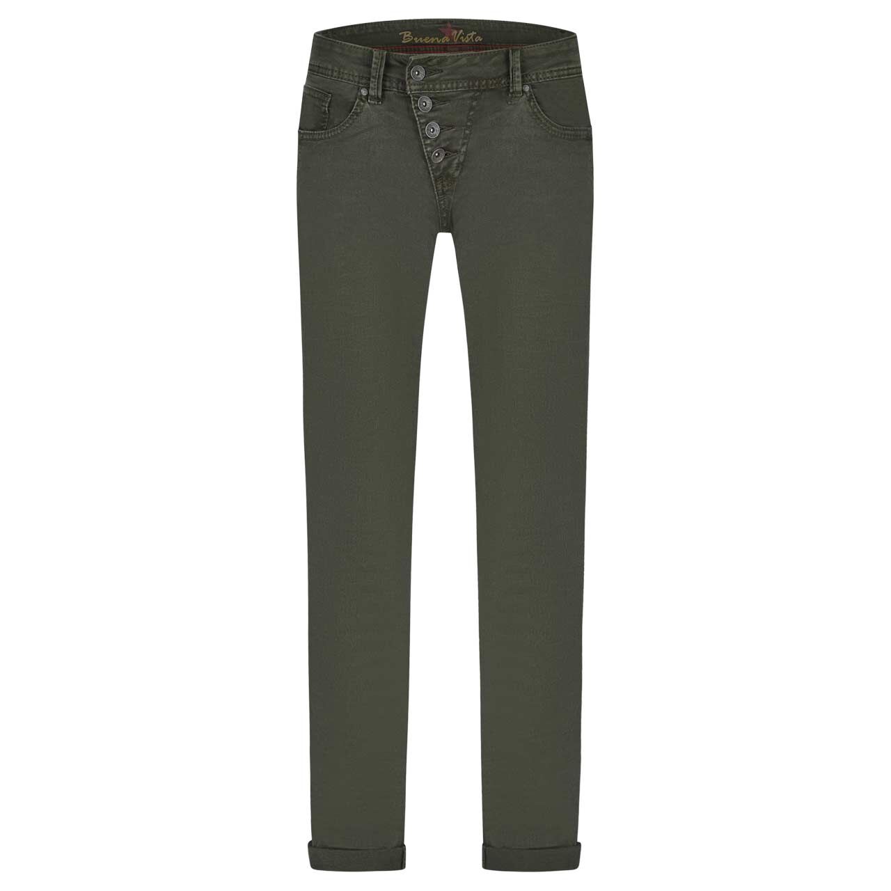 Damen Baumwollhose Malibu Stretch Twill von Buena Vista in Dunkelgrün, Vorderansicht