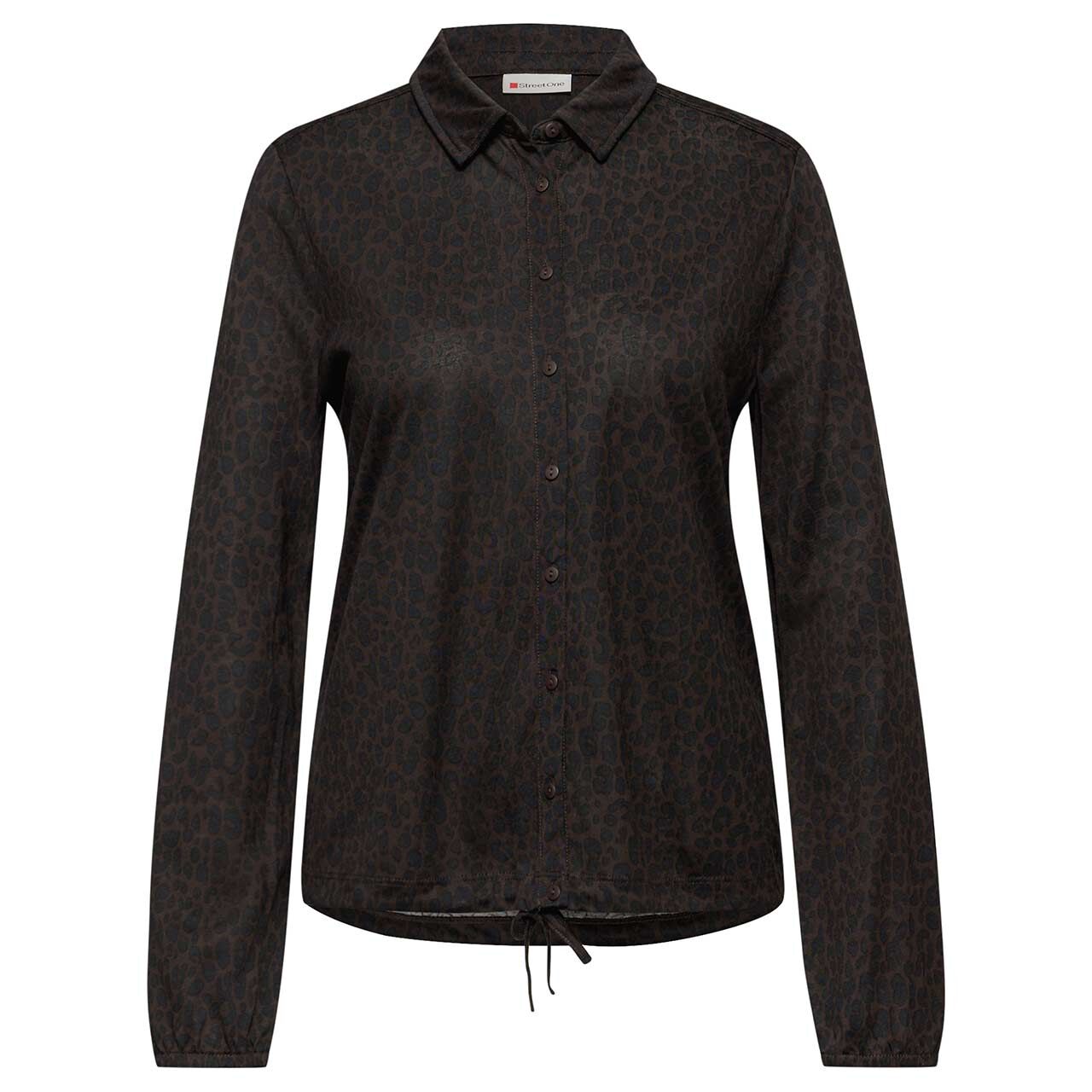 Street One Damen Langarm Bluse Printed Jersey darkest brown