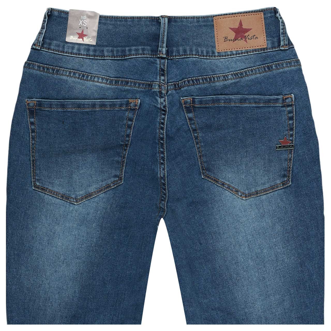 Stretch Denim Jeans Tummyless von Buena Vista in Mittelblau angewaschen, detaillierte Rückansicht