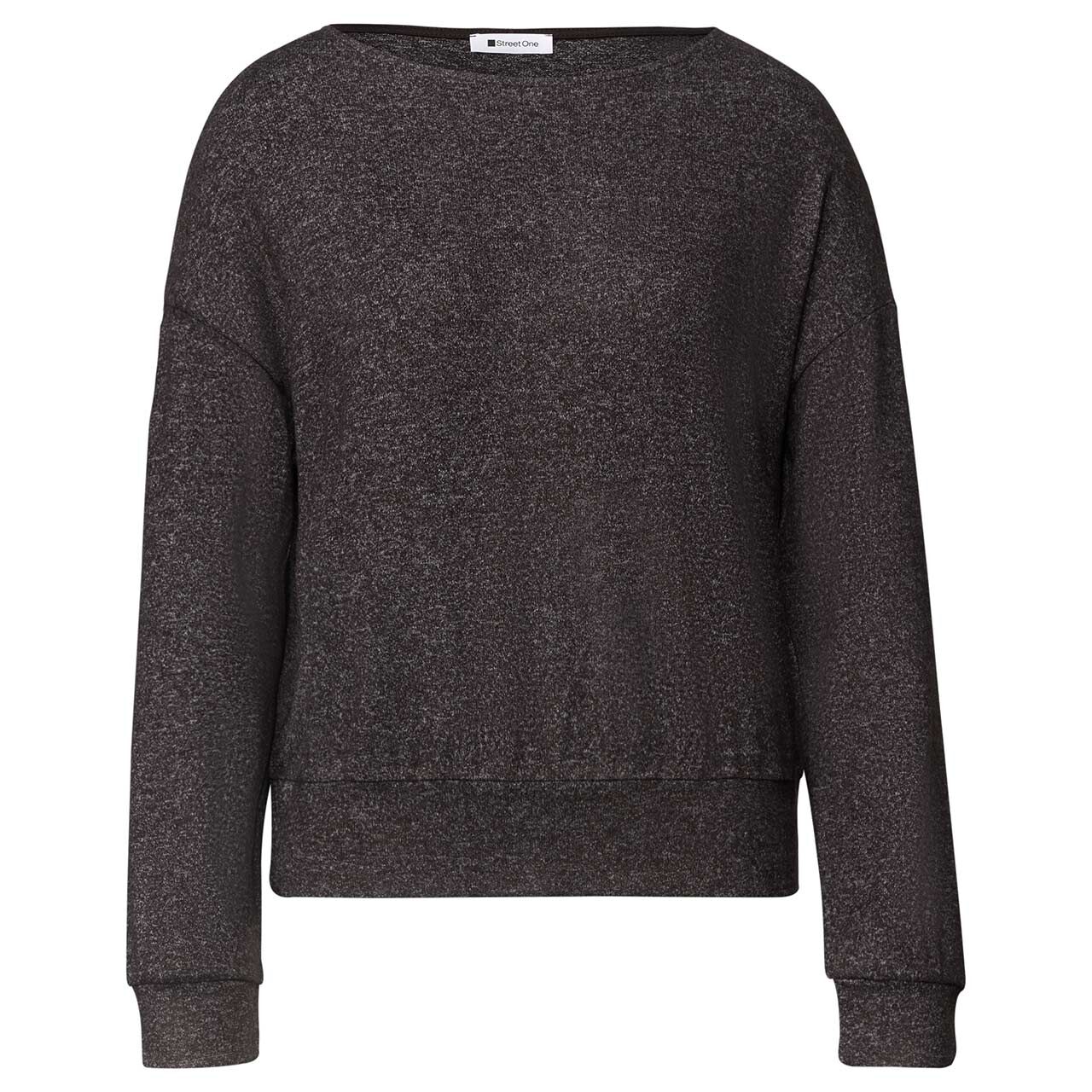 Street One Damen Langarm Shirt Soft Bottom Cuff black coffee melange