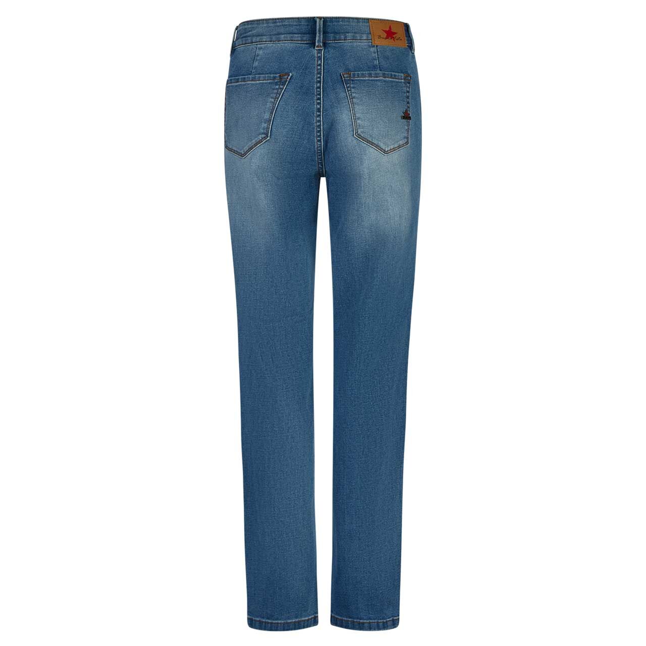 Damenjeans Stella-Zip Straight Stretch Denim von Buena Vista in Blau angewaschen, Vorderansicht