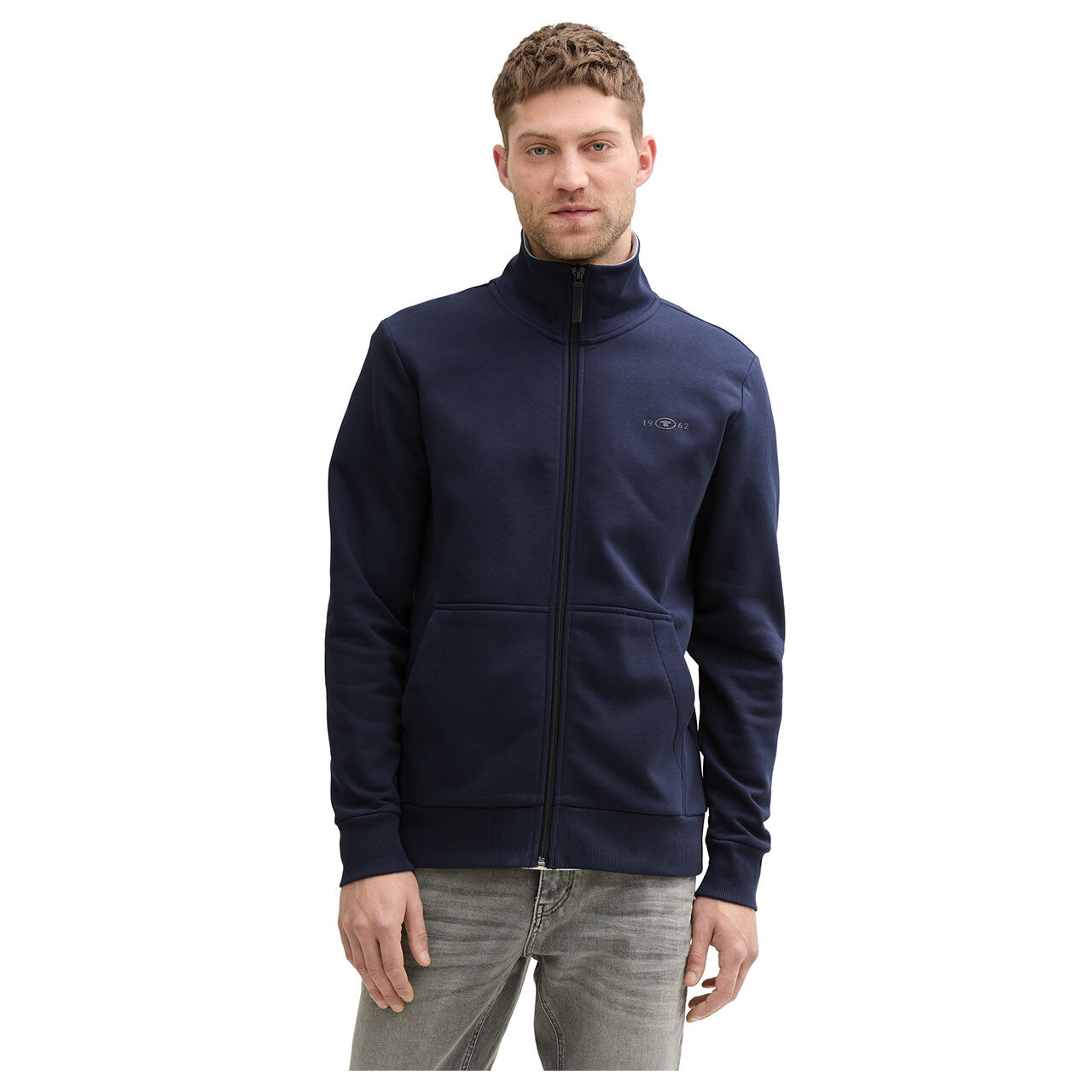 Tom Tailor Herren Sweatjacke Printed Stand-Up sky captain blue