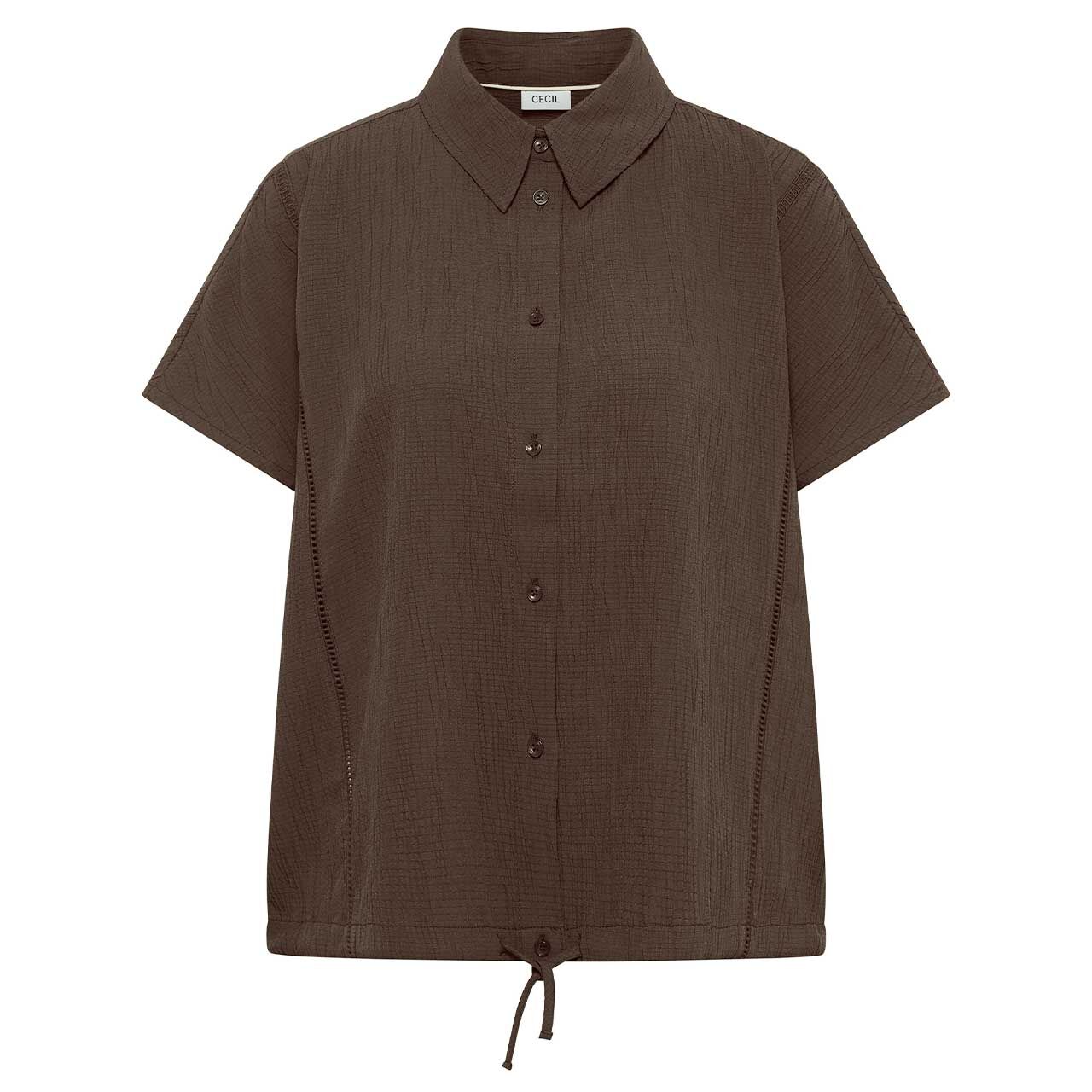 Cecil Damen Kurzarm Bluse Solid Structure brown cacao