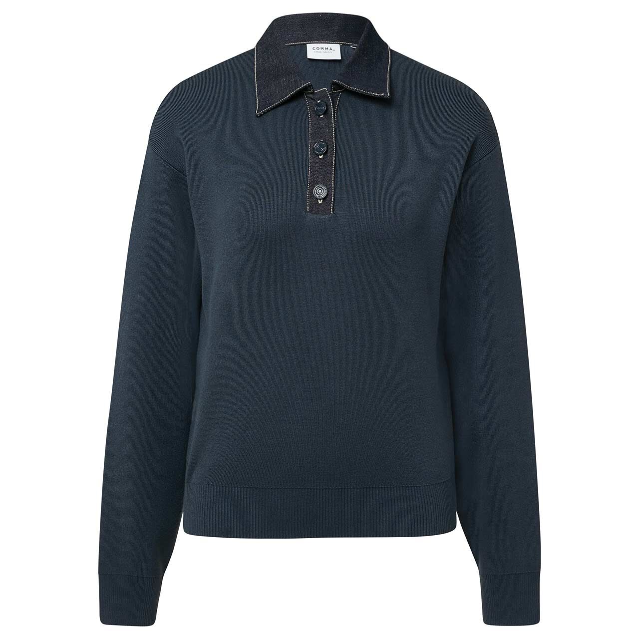 Comma Damen Polo Sweatshirt dark petrol