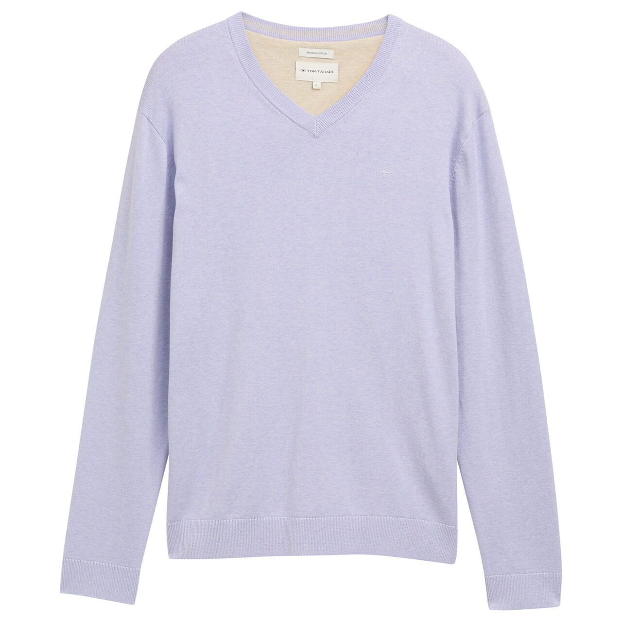 Tom Tailor Herren Pullover Basic V-neck Knit grey lavender melange