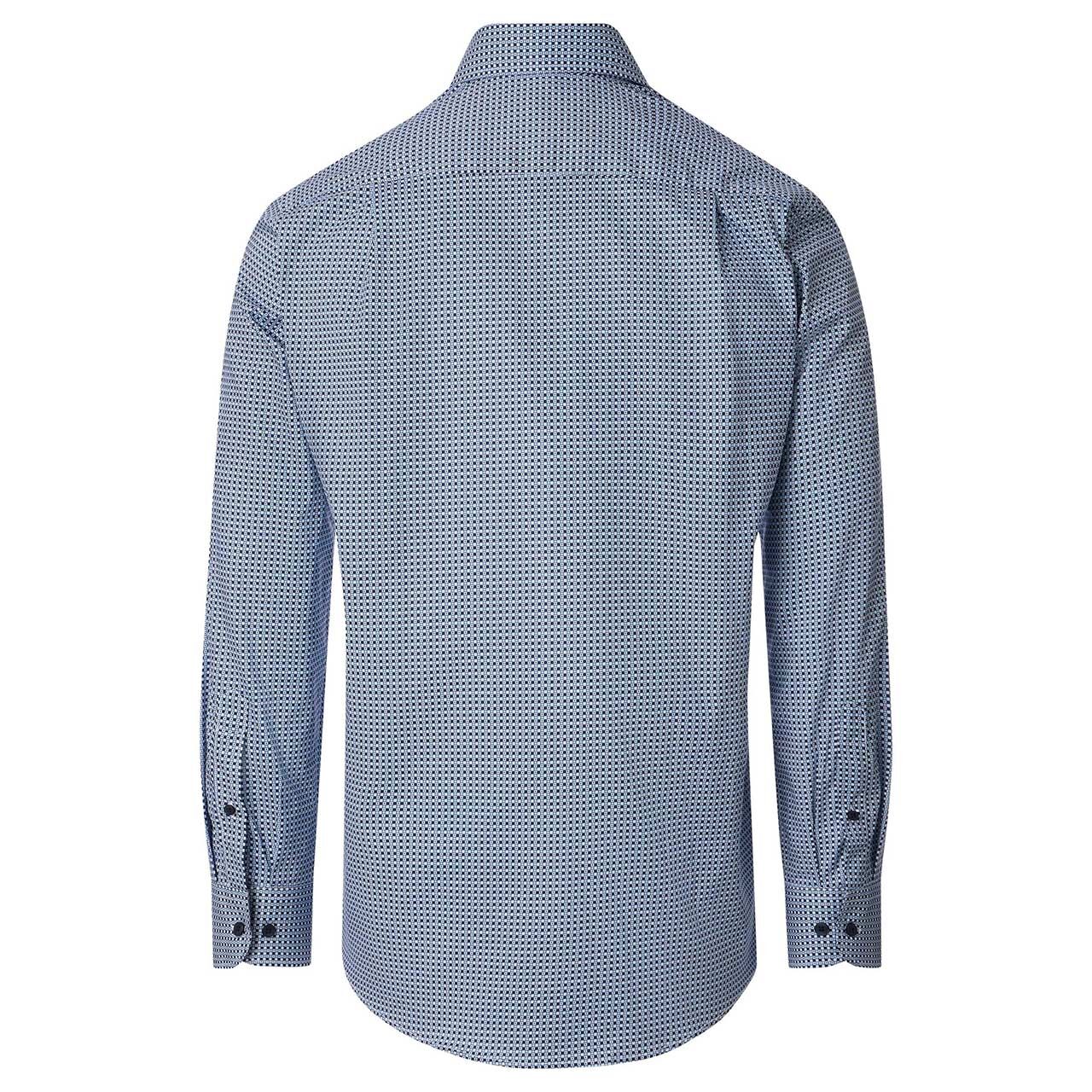 Herren Langarm Hemd von Casa Moda in Blau mit Print, Rückansicht