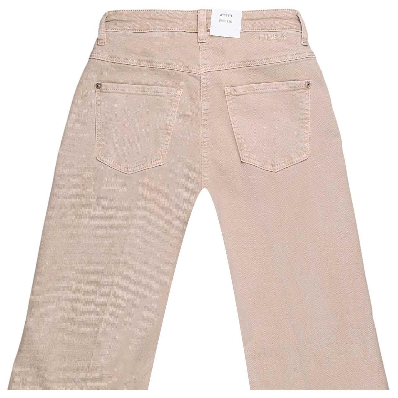 Stretch Damenjeans Wide von MAC in Beige, detaillierte Rückansicht