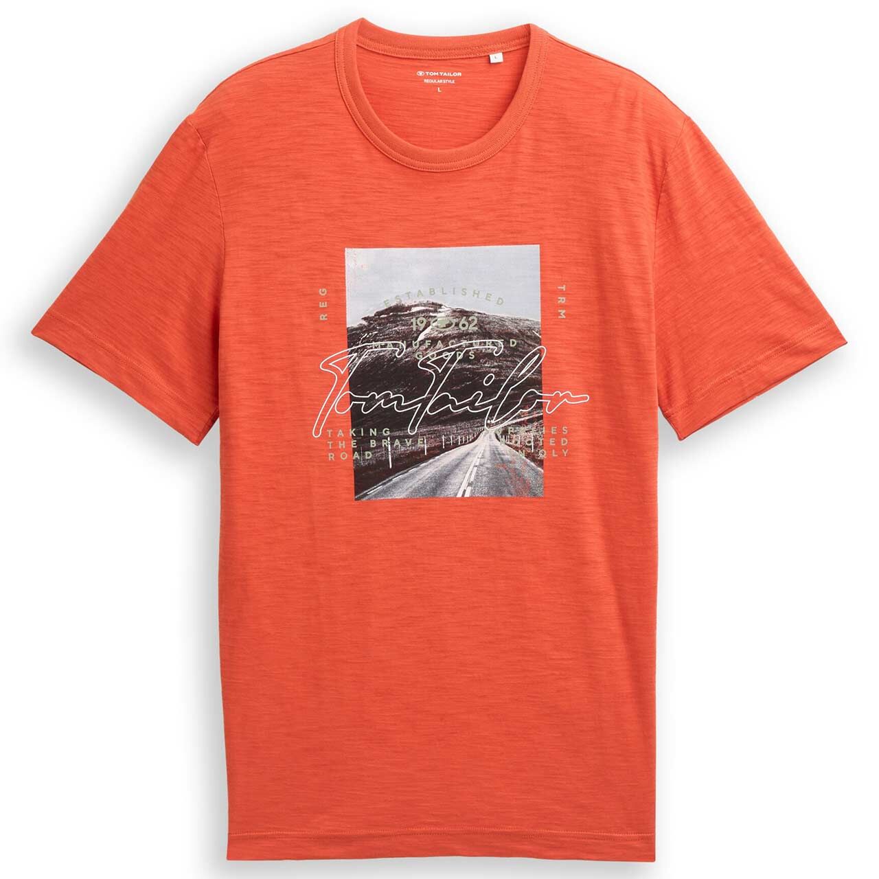 Tom Tailor Herren T-Shirt chili orange photoprint