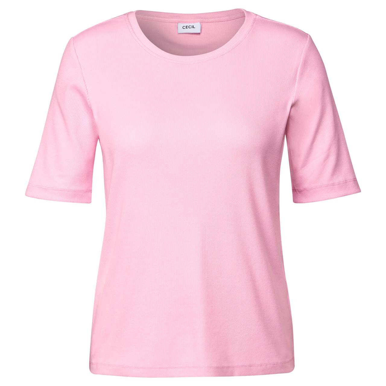 Cecil Damen T-Shirt Basic Rib cherry blossom pink Cecil Damen T-Shirt Basic Rib cherry blossom pink