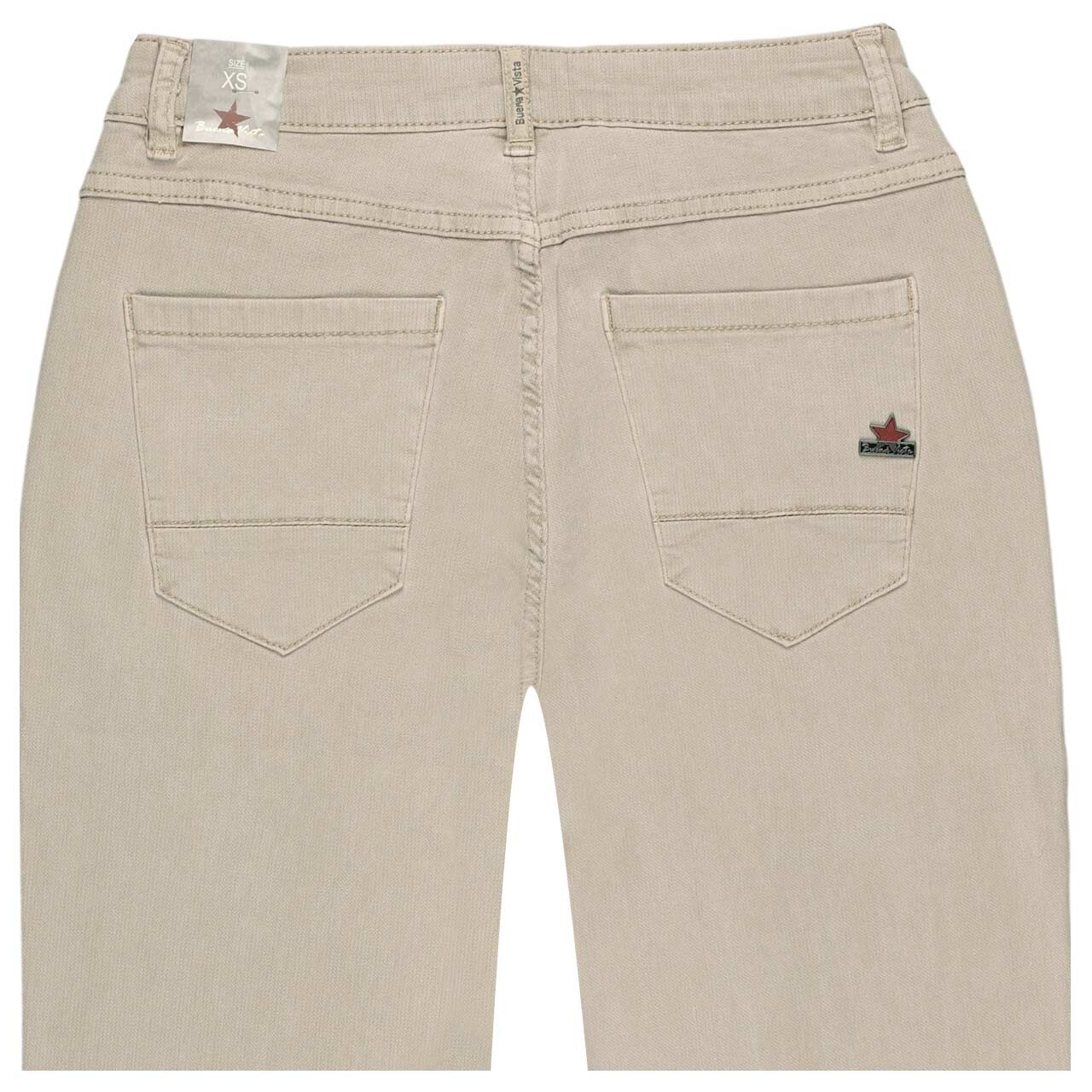 Damen Ankle Baumwollhose Anna C Straight Cropped Jacquard Twill von Buena Vista in Beige, detaillierte Rückansicht