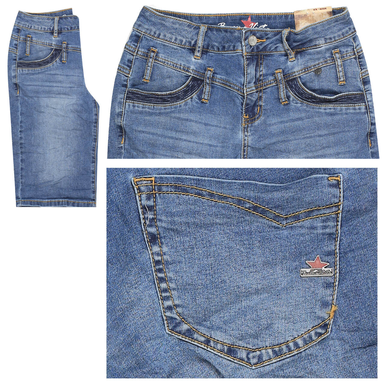 Buena Vista Jeans Florida-Short Stretch für Damen in Mittelblau, FarbNr.: 2109