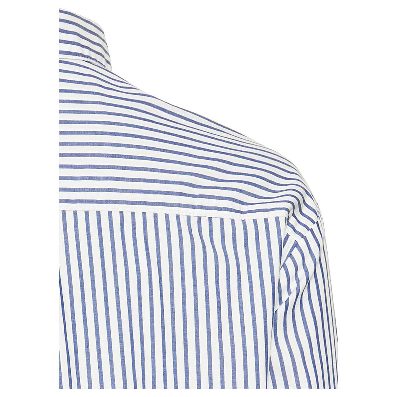 Damen Langarm Bluse von Camel active in Blau gestreift, detaillierte Rückansicht