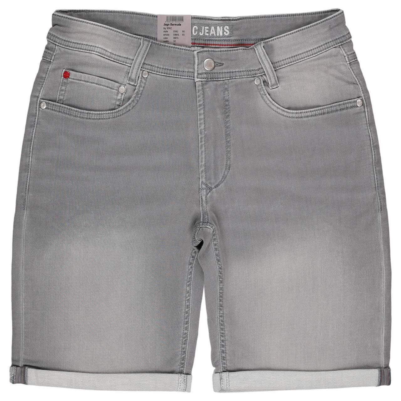 Herren Bermuda Jogn Jeans von MAC in Hellgrau angewaschen, Vorderansicht