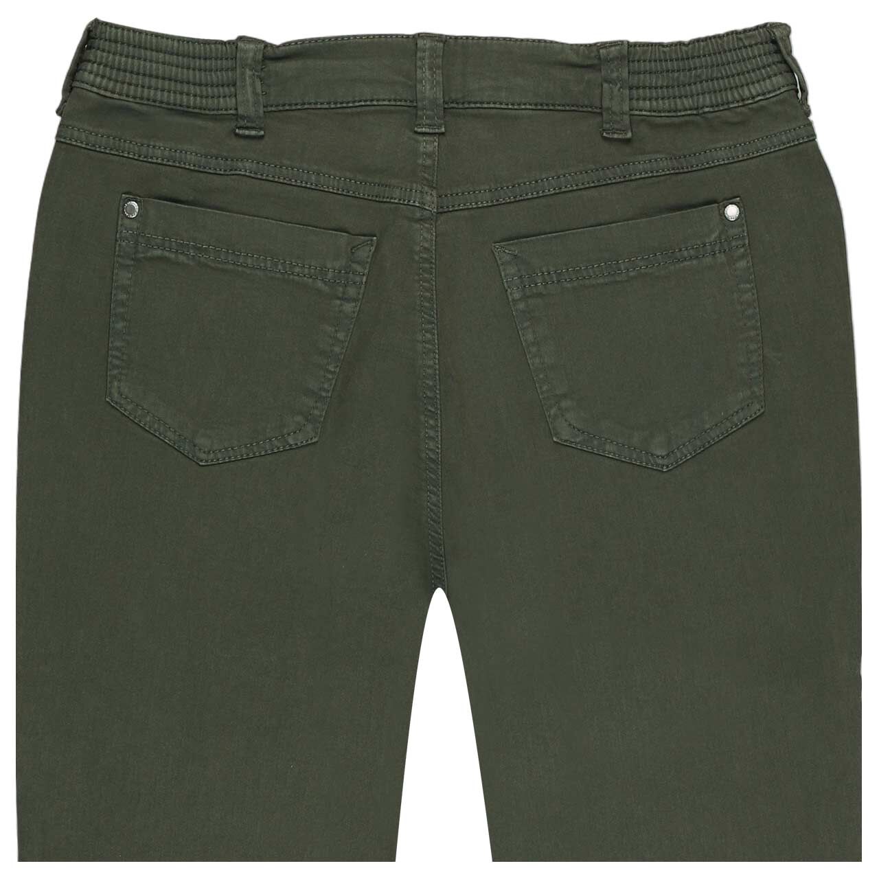 Stretch Damenjeans Dora von Anna Montana in Olivgrün, detaillierte Rückansicht