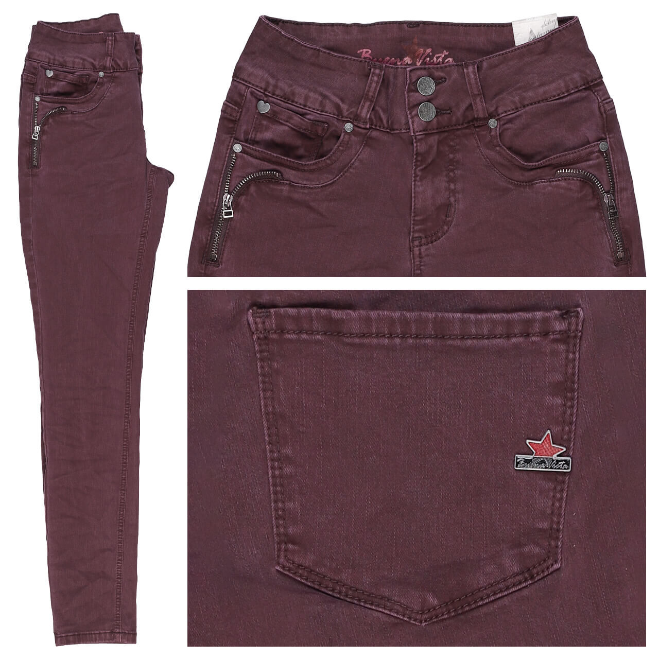 Buena Vista Tummyless-Z Cropped Stretch Twill Ankle Baumwollhose dark berry Buena Vista Tummyless-Z Cropped Stretch Twill Ankle Baumwollhose dark berry