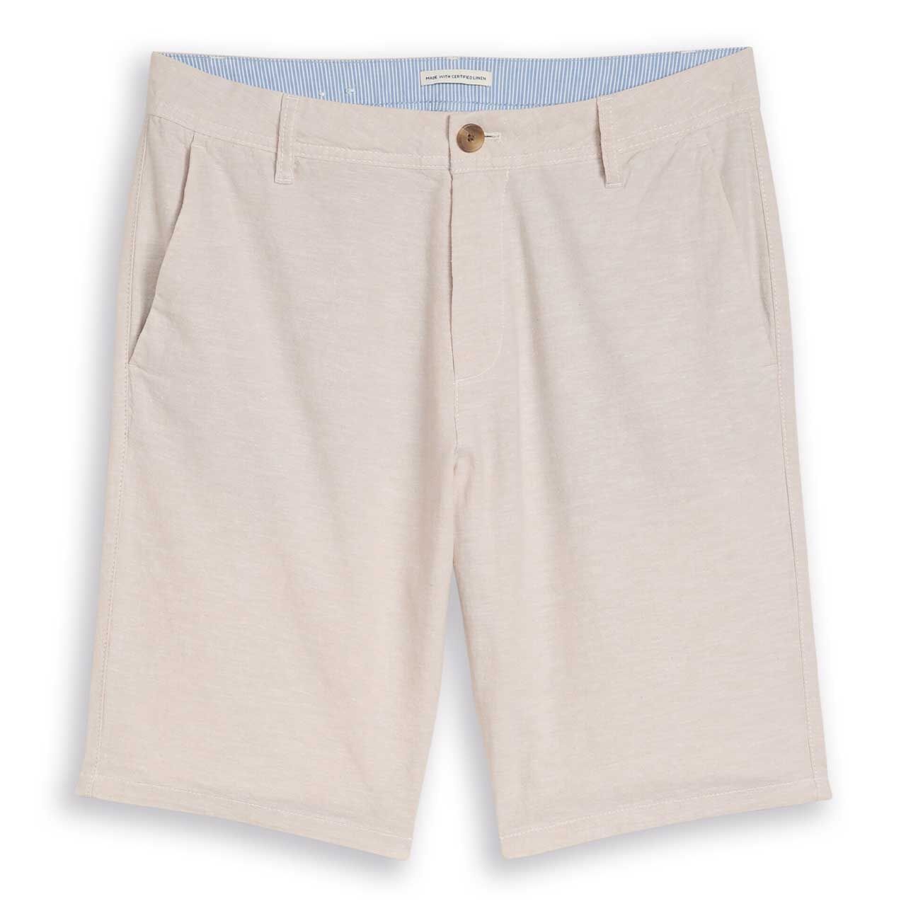 Herren Chino Leinen Bermuda von Tom Tailor in Beige meliert, Vorderansicht