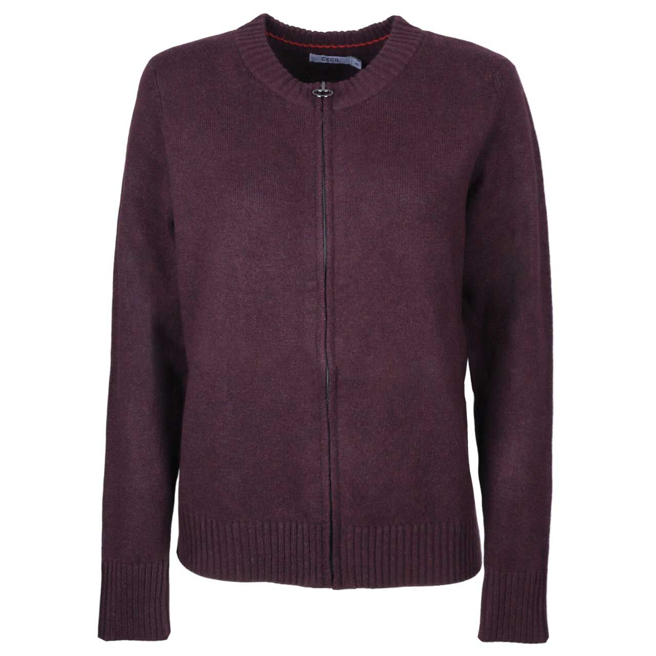 Cecil Damen Strickjacke Cosy Zipper Cardigan eggplant red melange