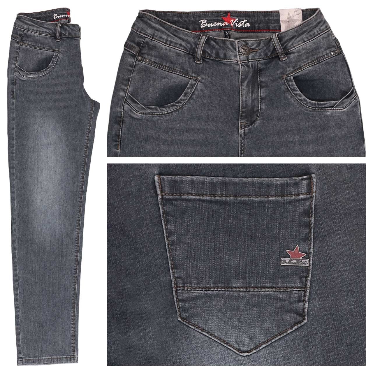 Buena Vista Anna C Straight Cropped Stretch Denim Ankle Jeans anthracite denim